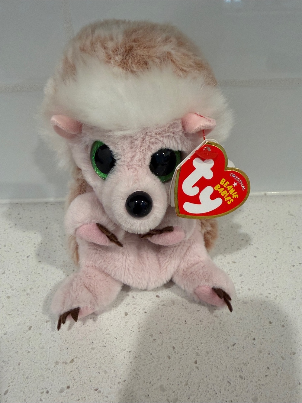 Ty Pink Hedgehog Beanie with Green Eyes